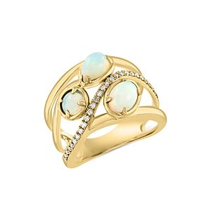 Bloomingdale's Ethiopian Opal & Diamond Three-Stone Ring in 14K Yellow Gold - 100% Exclusive- 4676800