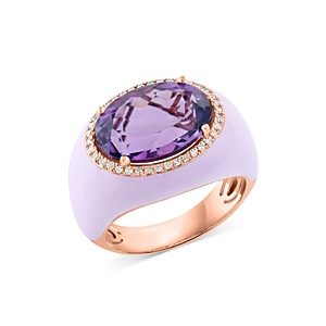 Bloomingdale's Amethyst, Enamel & Diamond Halo Ring in 14K Rose Gold - 100% Exclusive- 4676770