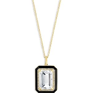 Bloomingdale's White Topaz & Diamond Halo Pendant Necklace in 14K Yellow Gold, 16-18 - 100% Exclusive- 4676798