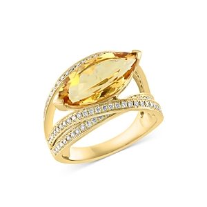 Bloomingdale's Honey Quartz & Diamond Crossover Ring in 14K Yellow Gold - 100% Exclusive- 4676799