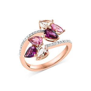Bloomingdale's Rhodolite, Pink Tourmaline, Morganite & Diamond Crossover Ring in 14K Rose Gold - 100% Exclusive- 4676810