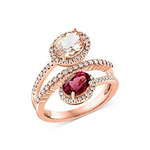 Bloomingdale's Pink Tourmaline, Morganite & Diamond Crossover Ring in 14K Rose Gold - 100% Exclusive- 4676809