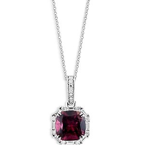 Bloomingdale's Rhodolite & Diamond Halo Pendant Necklace in 14K White Gold, 16-18 - 100% Exclusive- 4676815