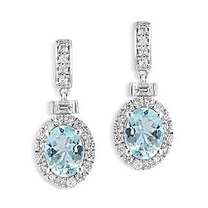 Bloomingdale's Aquamarine & Diamond Drop Earrings in 14K White Gold - 100% Exclusive- 4676814