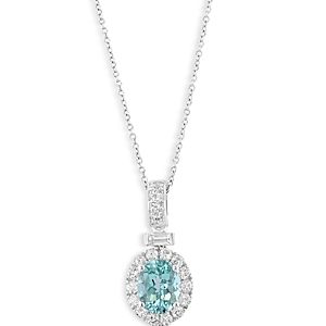 Bloomingdale's Aquamarine & Diamond Pendant Necklace in 14K White Gold, 16-18 - 100% Exclusive- 4676816