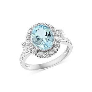 Bloomingdale's Aquamarine and Diamond Oval Halo Ring in 14K White Gold - 100% Exclusive- 4676821