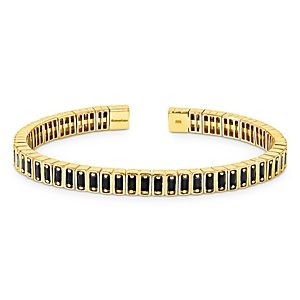Suzanne Kalan 18K Yellow Gold Inlay Black Sapphire Cuff Bracelet- 4336263