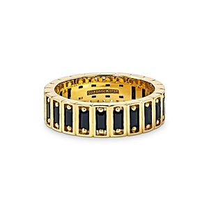 Suzanne Kalan Men's 18K Yellow Gold Inlay Black Sapphire Eternity Band- 4396519
