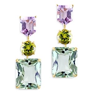 Bloomingdale's Prasiolite, Peridot and Diamond Accent Drop Earrings in 14K Yellow Gold - 100% Exclusive- 4676807