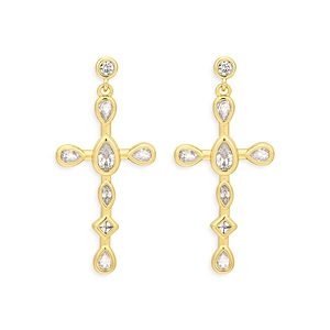 Luv Aj Bezel Stone Cross Earrings- 4682853