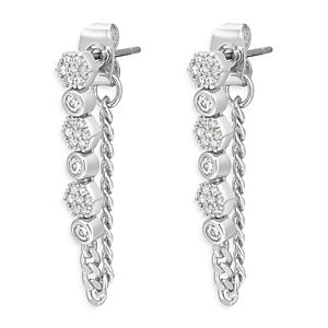 Luv Aj Hex Pave Chain Front Back Earrings- 4682852