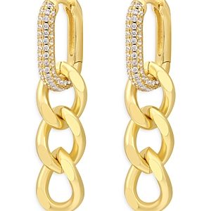 Luv Aj Hanging Pave Chain Link Huggie Earrings- 4682851