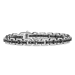 David Yurman Sterling Silver Chain Black Diamond Bracelet- 4558541