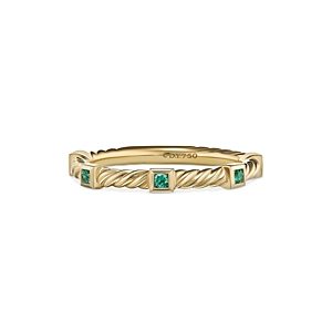 David Yurman 18K Yellow Gold Cable Sapphire Stack Band Ring- 4556040