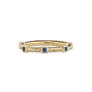David Yurman 18K Yellow Gold Cable Sapphire Stack Band Ring- 4556040