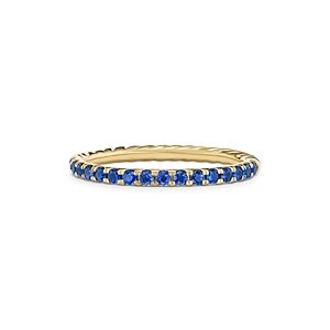 David Yurman 18K Yellow Gold Cable Pave Sapphire Stack Band Ring- 4556017