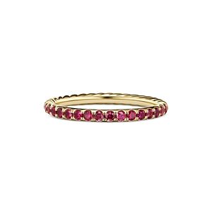 David Yurman 18K Yellow Gold Cable Pave Ruby Stack Band Ring- 4556019