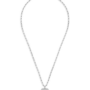 Dinh Van 18K White Gold Double Coeurs Diamond Pendant Necklace, 17.7- 4682894