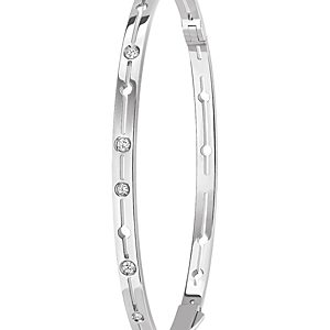 Dinh Van 18K White Gold Pulse Diamond Bangle Bracelet- 4682882