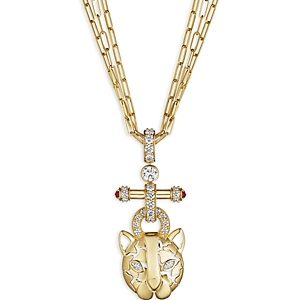 Hueb 18K Yellow Gold Onsa Ruby & Diamond Accented Jaguar Pendant Necklace, 18- 4475542