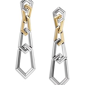 David Yurman 18K Yellow Gold & Sterling Silver Carlyle Link Drop Earrings- 4556087