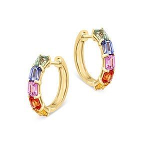 Bloomingdale's Multi Gemstone Huggie Hoop Earrings in 14K Yellow Gold-100% Exclusive- 4670819