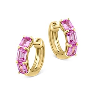 Bloomingdale's Pink Sapphire Huggie Hoop Earrings in 14K Yellow Gold-100% Exclusive- 4670817