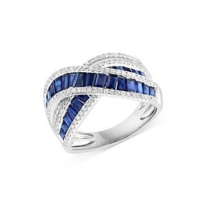 Bloomingdale's Sapphire & Diamond Crossover Ring in 14K White Gold - 100% Exclusive- 4670204