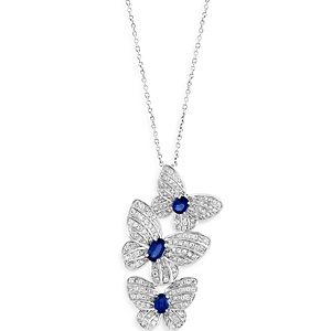 Bloomingdale's Sapphire & Diamond Butterfly Pendant Necklace in 14K White Gold, 18 - 100% Exclusive- 4670206