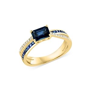 Bloomingdale's Sapphire & Diamond Crossover Ring in 14K Yellow Gold - 100% Exclusive- 4670203