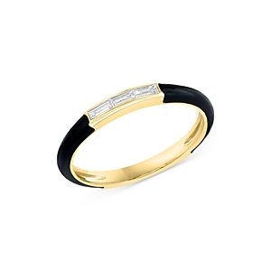 Bloomingdale's Diamond and Black Enamel Band in 14K Yellow Gold - 100% Exclusive- 4670830