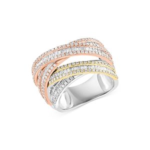 Bloomingdale's Diamond Crossover Ring in 14K Yellow, Rose & White Gold, 2.05 ct.t.w - 100% Exclusive- 4670829