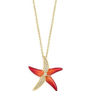 Bloomingdale's Diamond Accented Starfish Pendant Necklace in 14K Yellow Gold - 100% Exclusive- 4670838