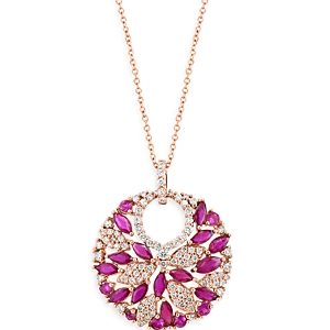 Bloomingdale's Ruby & Diamond Circle Pendant Necklace in 14K Rose Gold, 18 - 100% Exclusive- 4670803