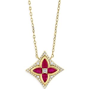 Bloomingdale's Ruby & Diamond Pendant Necklace in 14K Yellow Gold, 18 - 100% Exclusive- 4670805