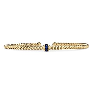 David Yurman 18K Yellow Gold Cable Classics Pave Sapphire Center Station Bracelet- 4555948