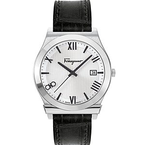 Ferragamo Gancini Stainless Steel Leather Strap Watch, 41mm- 4690445