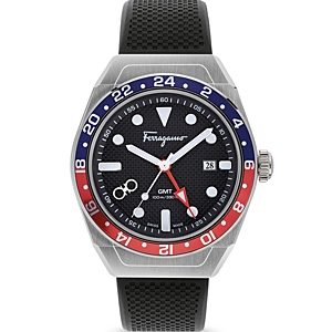 Ferragamo Slx Gmt Dual Color Bezel Stainless Steel Watch, 43mm- 4690450