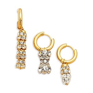 Timeless Pearly Cubic Zirconia Charm Single Hoop Earrings, Set of 3- 4698152