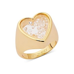Timeless Pearly Crystal Heart Shaker Ring in 24K Gold Plated- 4698172