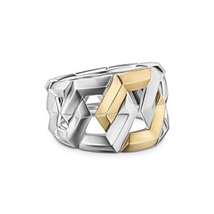 David Yurman Carlyle Ring in Sterling Silver with 18K Yellow Gold- 4556103