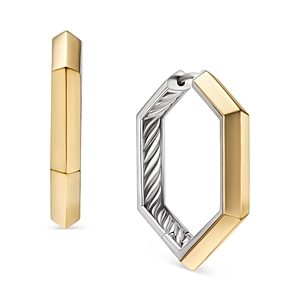 David Yurman Carlyle Hoop Earrings in Sterling Silver with 18K Yellow Gold- 4556085