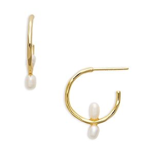 Argento Vivo Medium Freshwater Pearl Hoop Earrings- 4694450