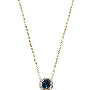 Bloomingdale's London Blue Topaz & Diamond Halo Pendant Necklace in 14K Yellow Gold, 17 - 100% Exclusive- 4704826