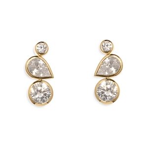 Completedworks Triple Cubic Zirconia Stud Earrings in 14K Gold Plated Sterling Silver- 4703872
