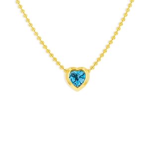 Rachel Reid 14K Yellow Gold Swiss Blue Topaz Bezel Heart Pendant Necklace, 16- 4702503
