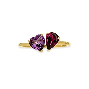 Rachel Reid 14K Yellow Gold Amethyst & Rhodolite Heart Pear Ring- 4702506