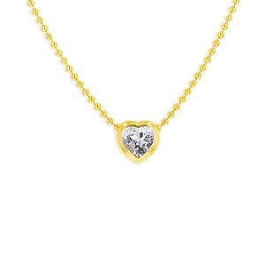 Rachel Reid 14K Yellow Gold White Topaz Bezel Heart Pendant Necklace, 16- 4702504