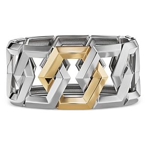 David Yurman Carlyle Bracelet in Sterling Silver with 18K Yellow Gold- 4556073