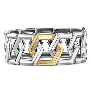 David Yurman Carlyle Bracelet in Sterling Silver with 18K Yellow Gold- 4556071